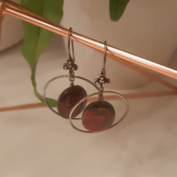 Red Stone Earrings - Picture 3 of 3
